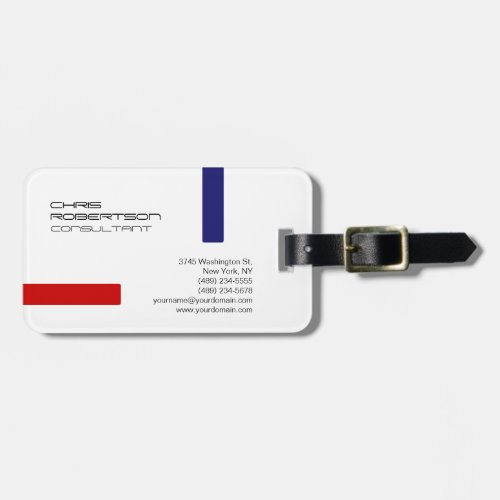 Plain White Red Blue Attractive Minimalist Luggage Tag