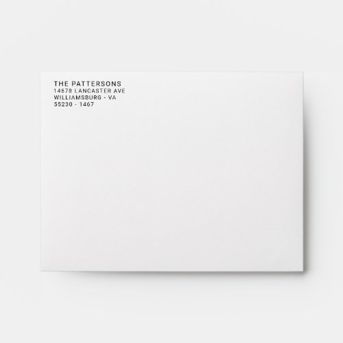 Plain White Return Address Left Aligned Envelope