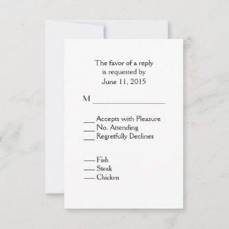Plain White RSVP with Menu Choice White Wedding