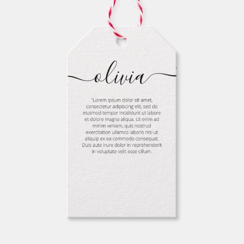 Plain White Signature Script  Gift Tags