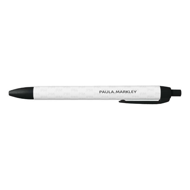 Plain White Simple Gray Modern Monogram Pattern Pen (Bottom)