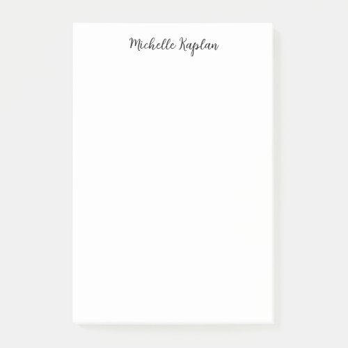 Plain White Simple Modern Name Edit Calligraphy Post_it Notes