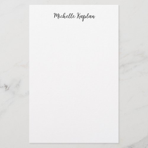 Plain White Simple Modern Name Edit Calligraphy Stationery