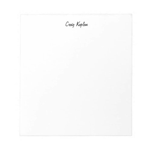 Plain White Simple Modern Your Name Edit Notepad