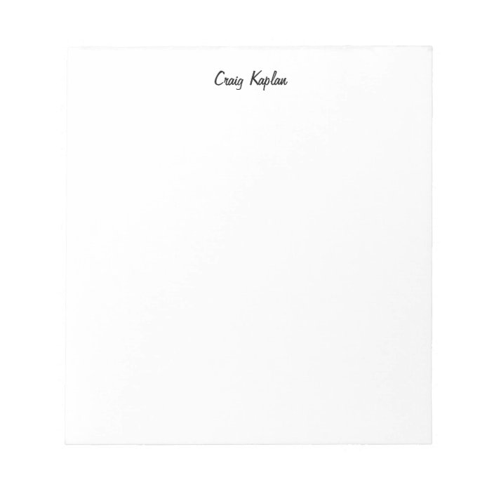 Plain White Simple Modern Your Name Edit Notepad Zazzle Com