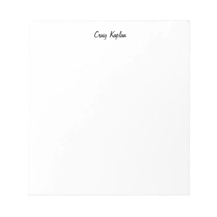 Plain White Simple Modern Your Name Edit Notepad Zazzle Com