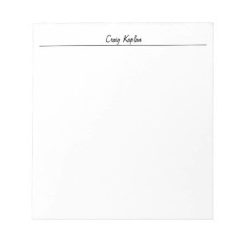 Plain White Simple Modern Your Name Edit Notepad by made_in_atlantis at Zazzle
