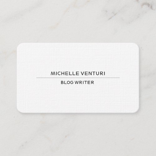 Plain White Simple Professional Blog Writer Web Business Card