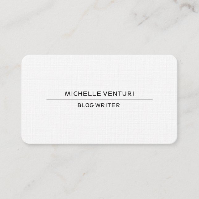 Plain White Simple Professional Blog Writer Web Business Card (Front)