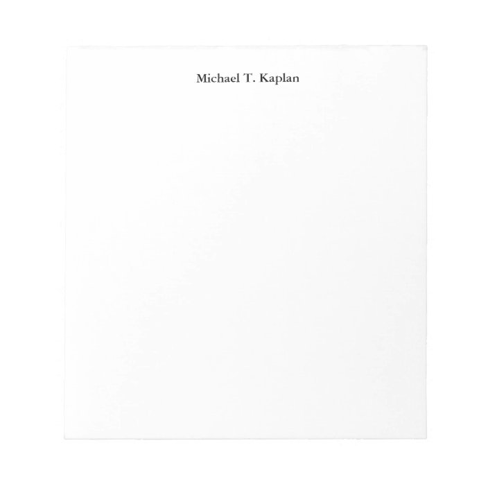 Plain White Simple Professional Your Name Edit Notepad Zazzle Com