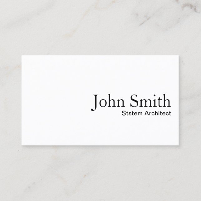 Plain White System Architect Business Card (Front)