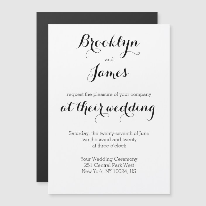 Plain White Wedding Invitations Magnets | Zazzle.com