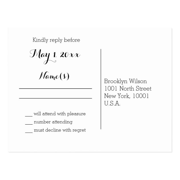 Plain White Wedding RSVP Postcards