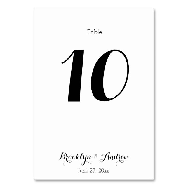 Plain White Wedding Table Number Cards (Front)