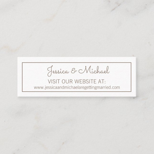Plain White Wedding Website Mini Business Card (Front)