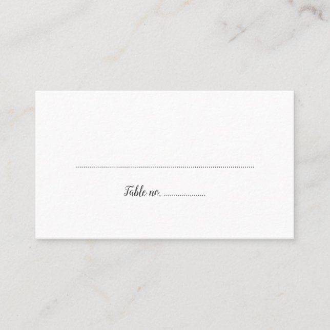 Plain White With Black Table Number Escort Cards (Front)