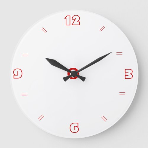 Plain White with Red  Plain Kitchen Clocks