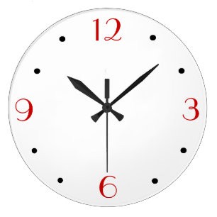 Plain White with Red > Simplistic Wall Clocks