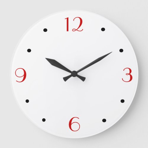 Plain White with Red  Simplistic Wall Clocks