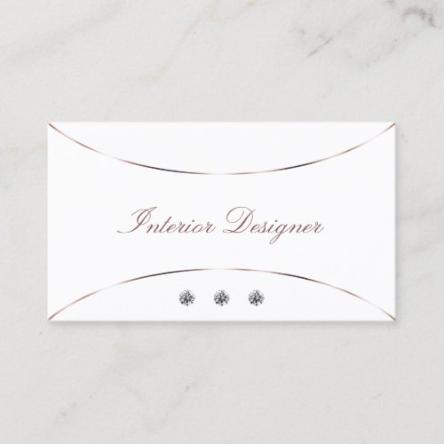 Plain White with Rose Gold Decor and Jewels Simply Business Card