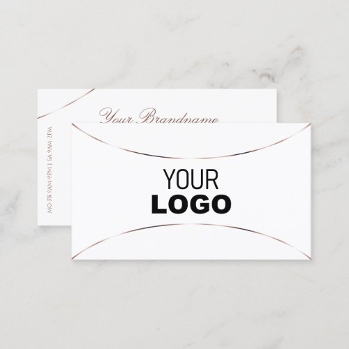 Plain White with Rose Gold Decor and Logo Simply Business Card
