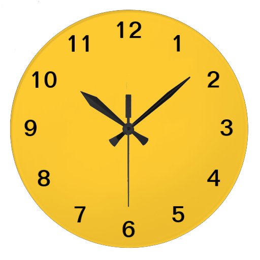 Plain Yellow Background. Large Clock | Zazzle