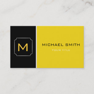 Plain Yellow & Black Elegant Professional Modern 2 Business Card