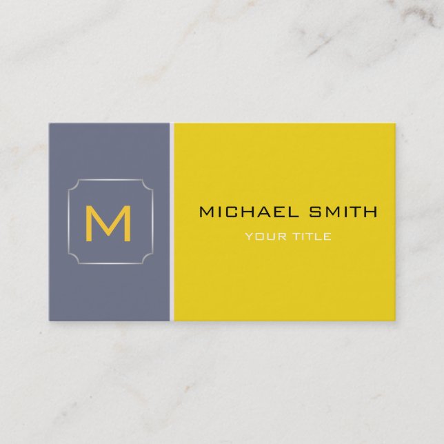 Plain Yellow & Gray Elegant Professional Modern 2 Business Card (Front)