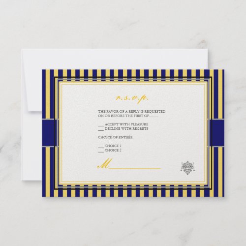 Plain yellownavy blue stripes rsvp invitations