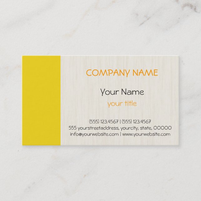 Plain Yellow Professional Elegant Modern Business Card (Front)