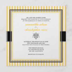 Plain yellow stripes wedding invitations