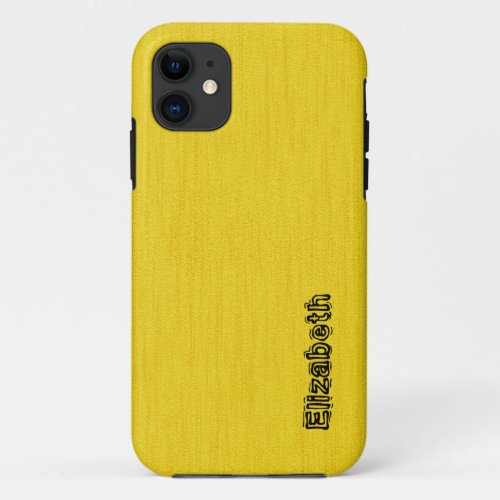 Plain Yellow with Wood Grain Monogram iPhone 11 Case