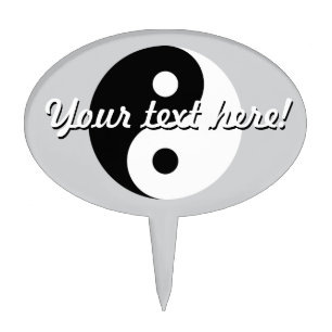 Plain Yin Yang Symbol on Light Grey Cake Topper