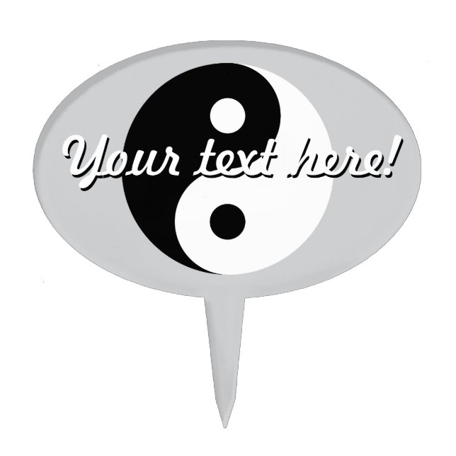 Plain Yin Yang Symbol on Light Grey Cake Topper (Front)