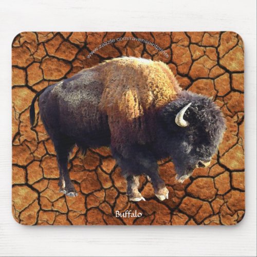 Plains Buffalo Rustic Earth Wildlife Art Mousepad