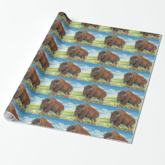 Plains Bull Buffalo American Bison Wildlife Art Wrapping Paper