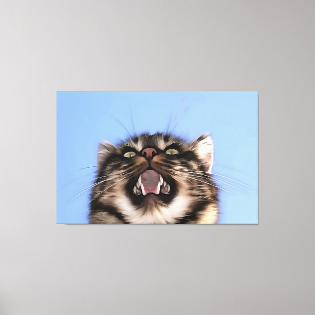 Plaintive Meow Of A Tabby Cat Acrylic Painting  Canvas Print (Front)