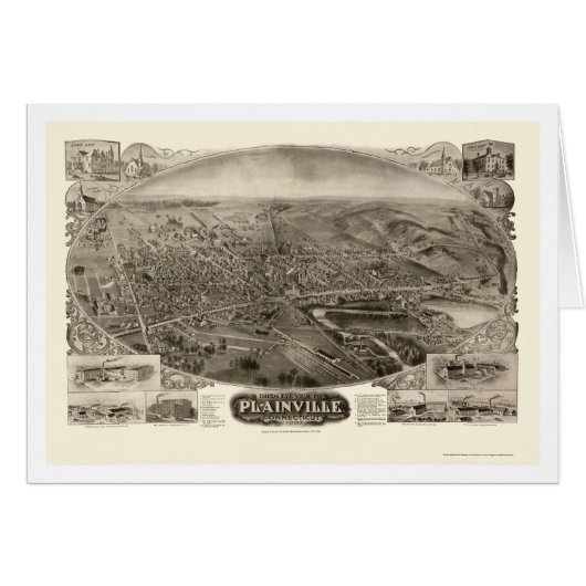 Plainville, CT Panoramic Map - 1907 Cards (Front Horizontal)