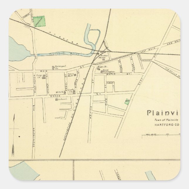 Plainville, Warehouse Pt, Windsor Square Sticker (Front)