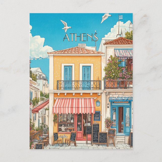 Plaka, Athens Greece Travel Postcard (Front)