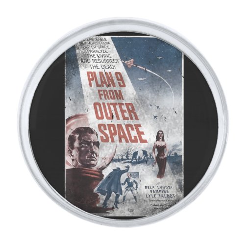 PLAN 9 FROM OUTER SPACE Movie Poster Vintage Film  Silver Finish Lapel Pin