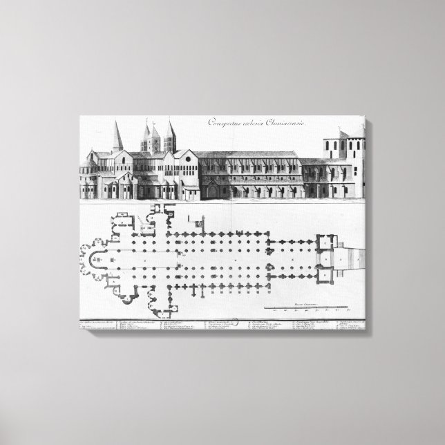 Plan and elevation of Cluny Abbey Canvas Print (Front)