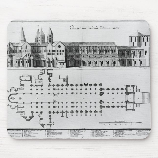 Plan and elevation of Cluny Abbey Mouse Pad (Front)