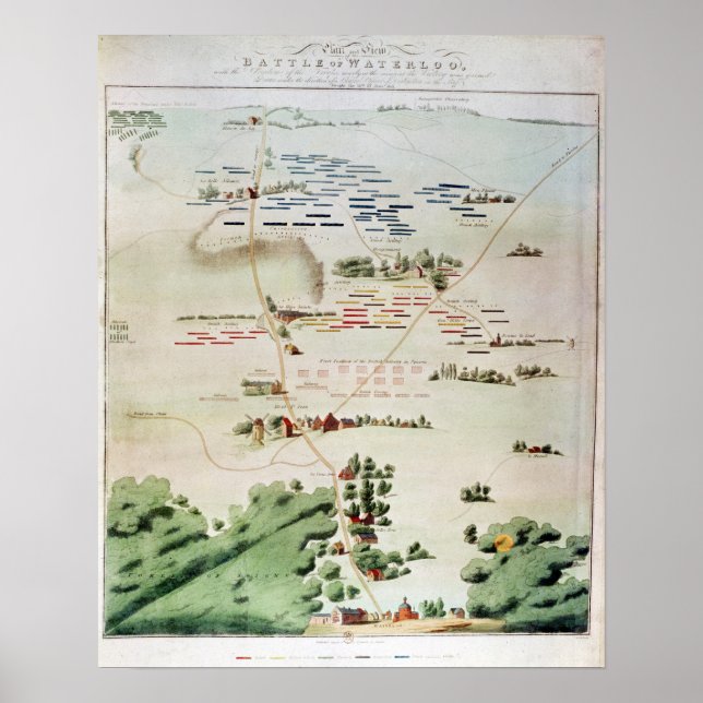 Plan and view of the Battle of Waterloo Poster (Front)
