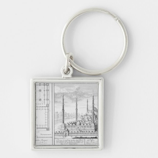 Plan and View of the Blue Mosque (1609-16), built Keychain (Front)