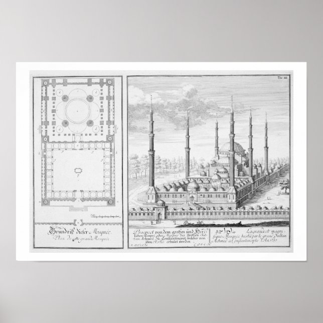 Plan and View of the Blue Mosque (1609-16), built Poster (Front)