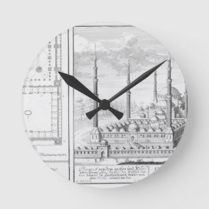Plan and View of the Blue Mosque (1609-16), built Round Clock