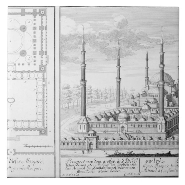 Plan and View of the Blue Mosque (1609-16), built Tile (Front)