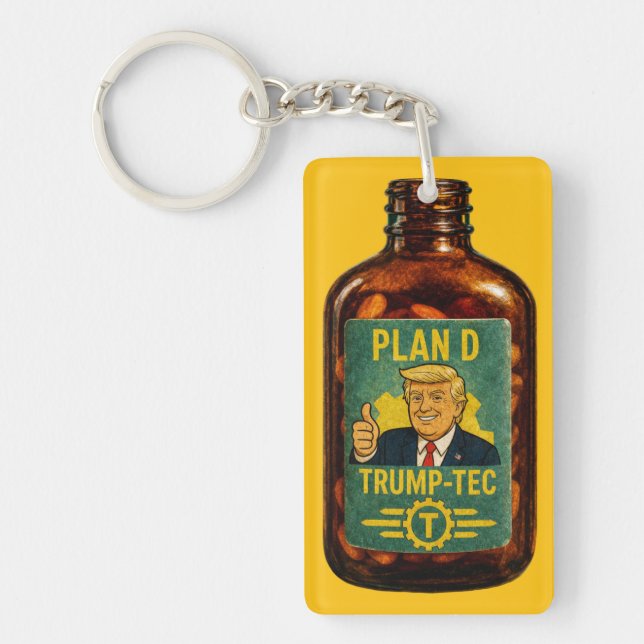 Plan D Trump-Tec Retro Bottle Parody Keychain (Front)