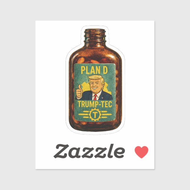 Plan D Trump-Tec Retro Bottle Parody Sticker (Sheet)